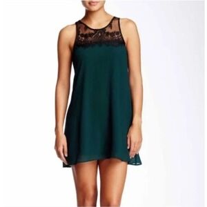 Socialite Women's Black Lace and Green Dress XS Mini Romantic Party Prom Lined